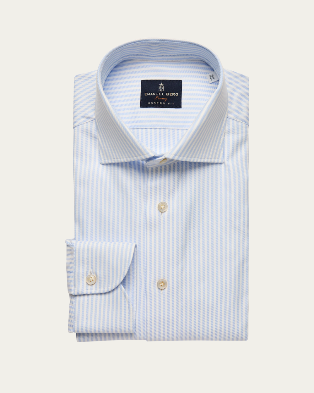 Emanuel Berg | Light Blue Striped Royal Twill Shirt