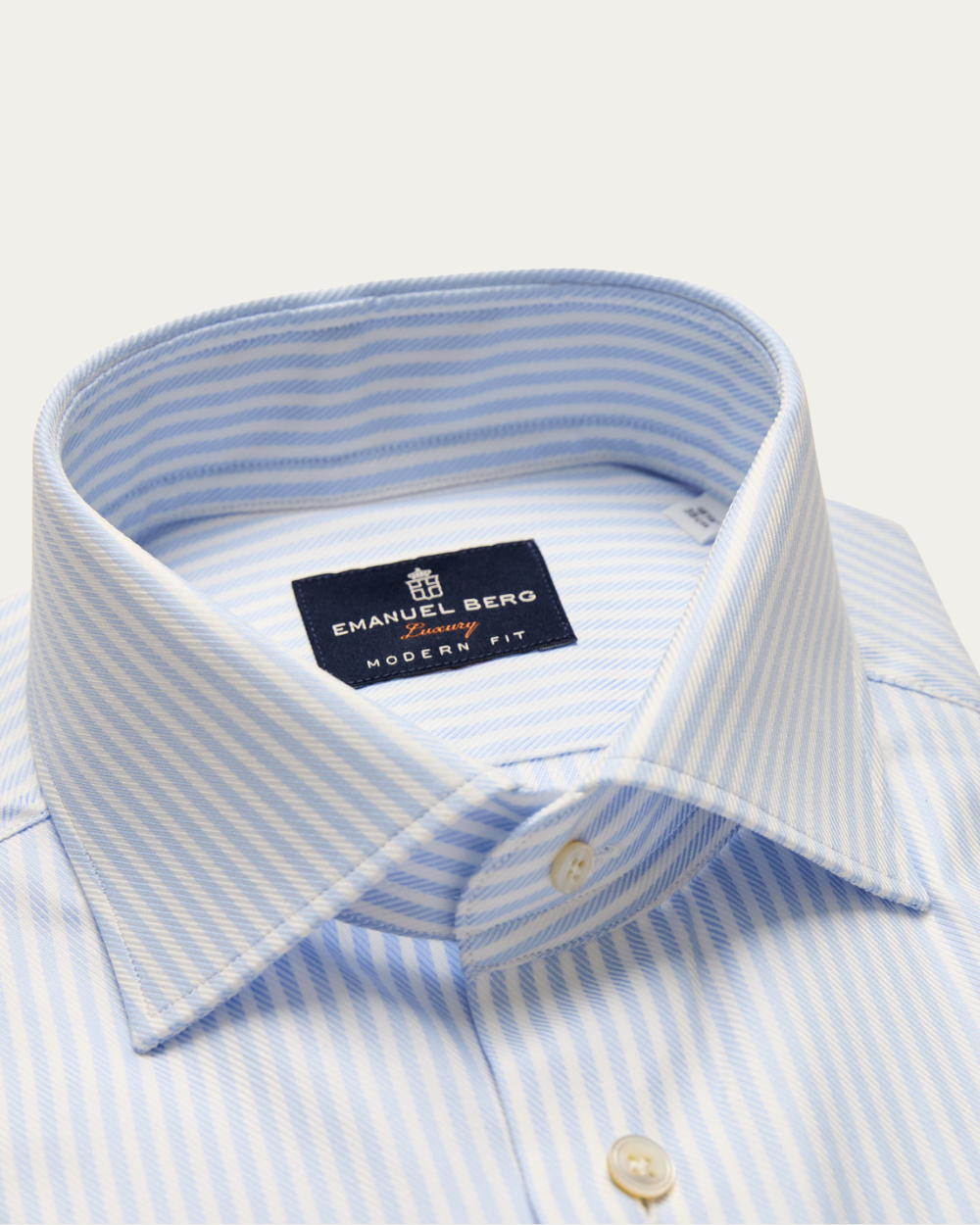 Emanuel Berg | Light Blue Striped Royal Twill Shirt