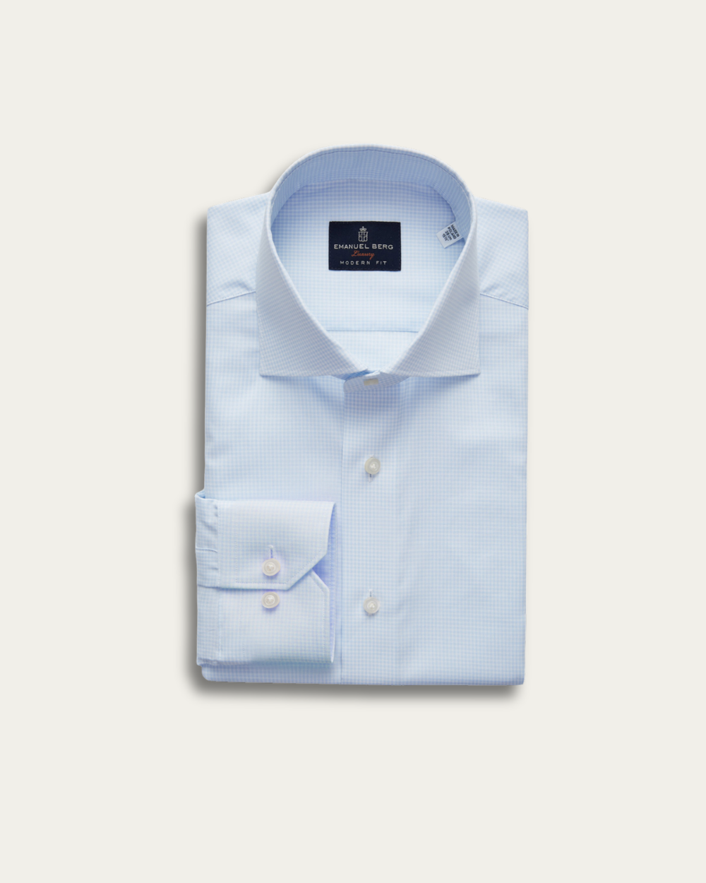 Light Blue Gingham Check Cotton Shirt | Emanuel Berg