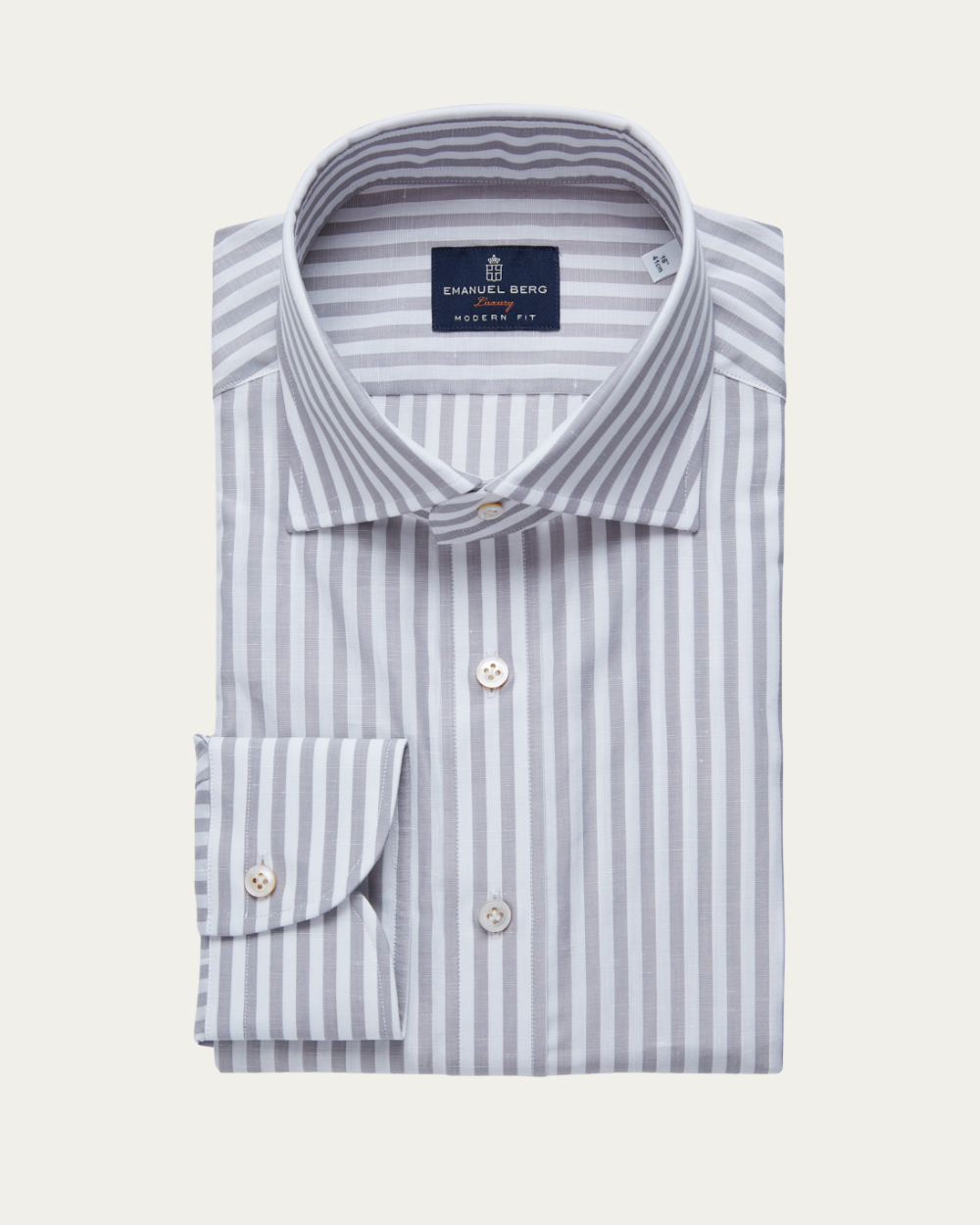 Emanuel Berg | Grey Striped Cotton and Linen Shirt