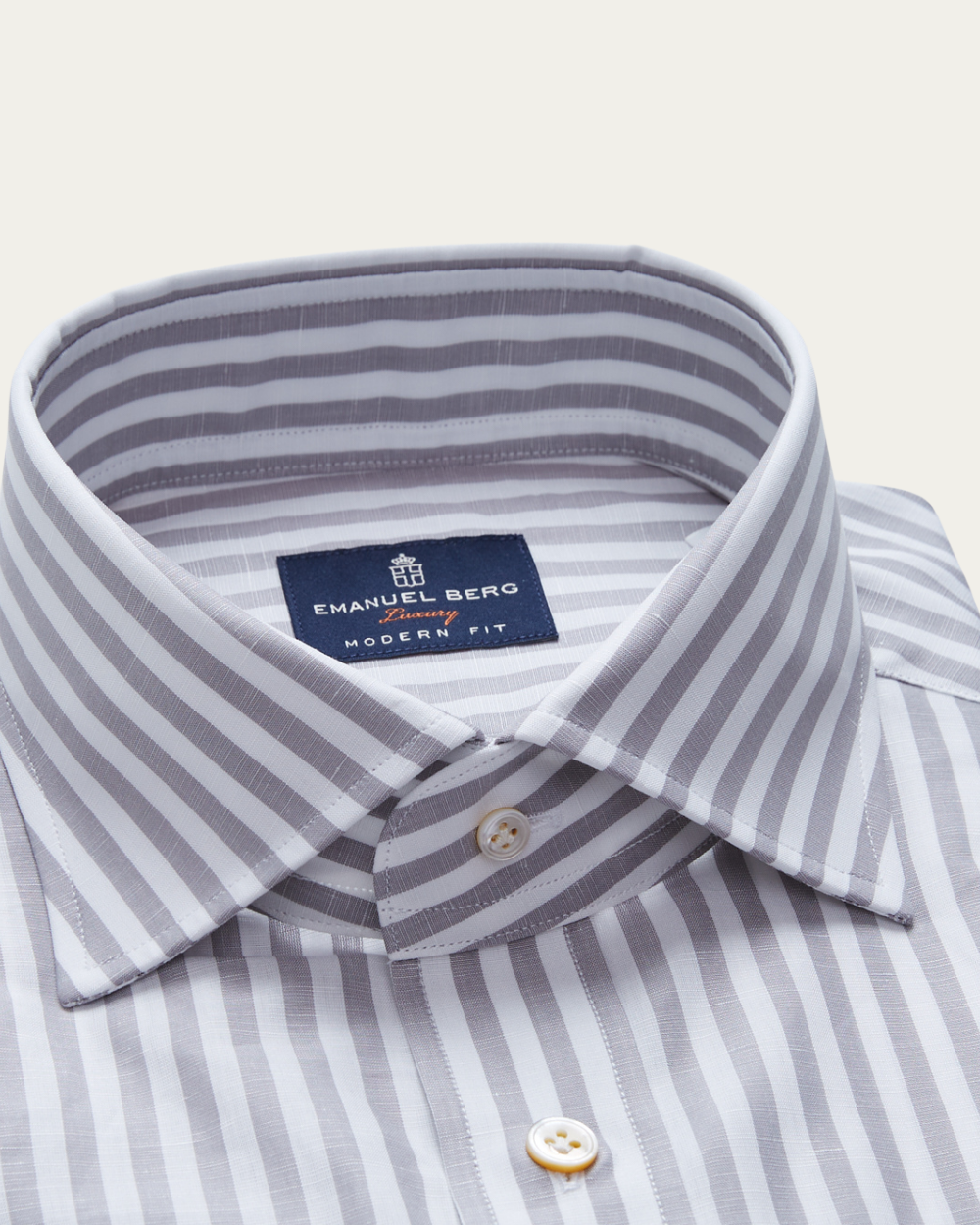 Emanuel Berg | Grey Striped Cotton and Linen Shirt