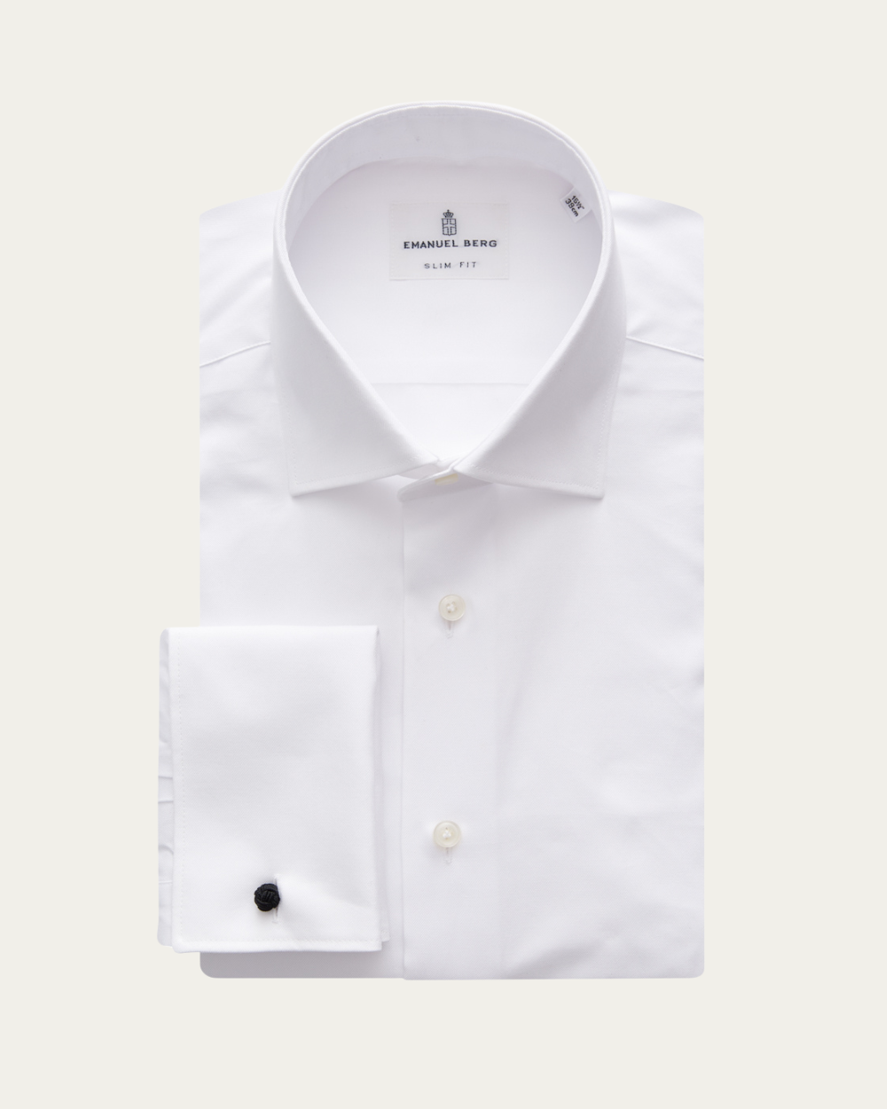 Emanuel Berg White French Cuffs Wrinkle Resistant Twill Shirt