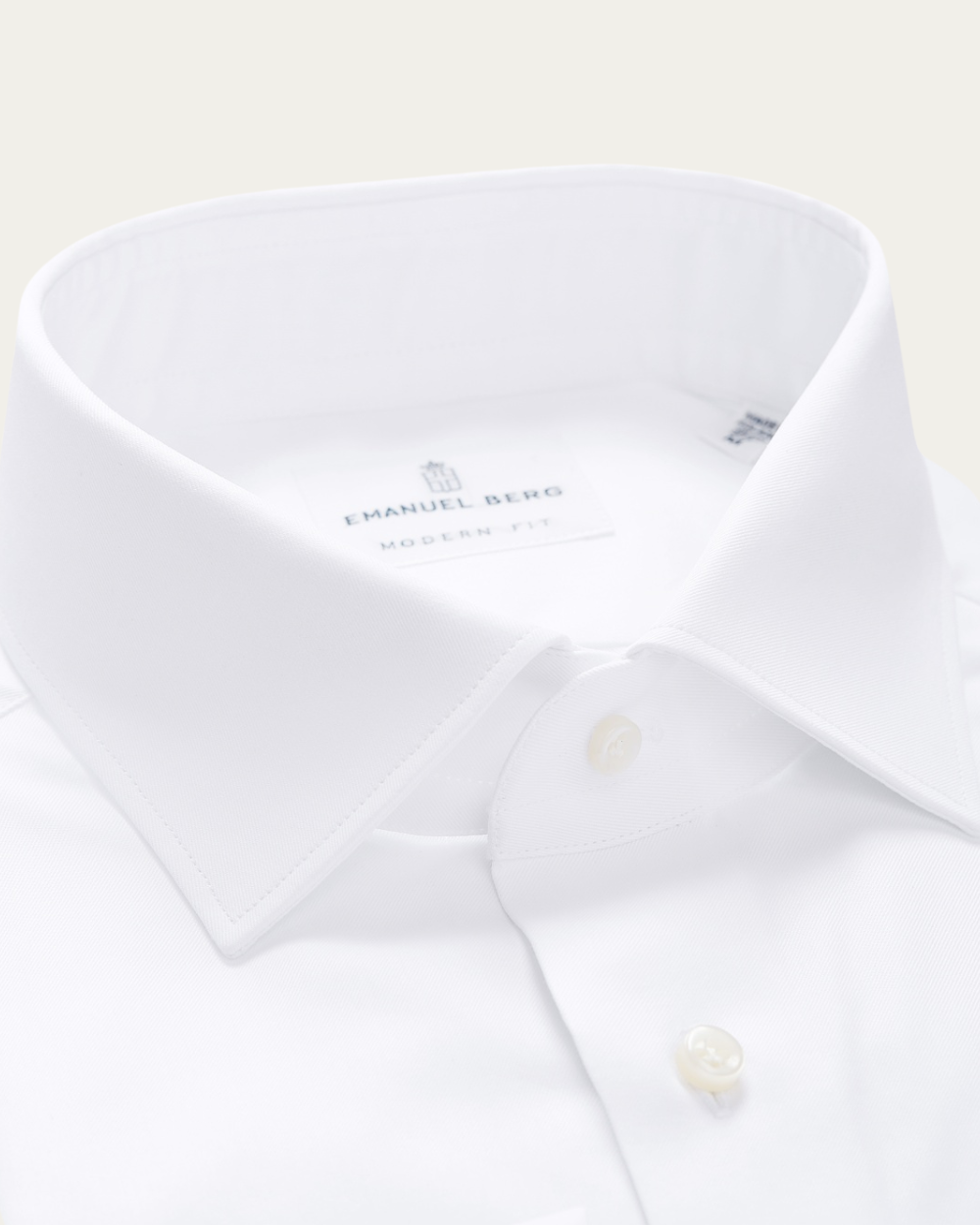 Emanuel Berg | White Longer Sleeves Wrinkle Resistant Twill Shirt