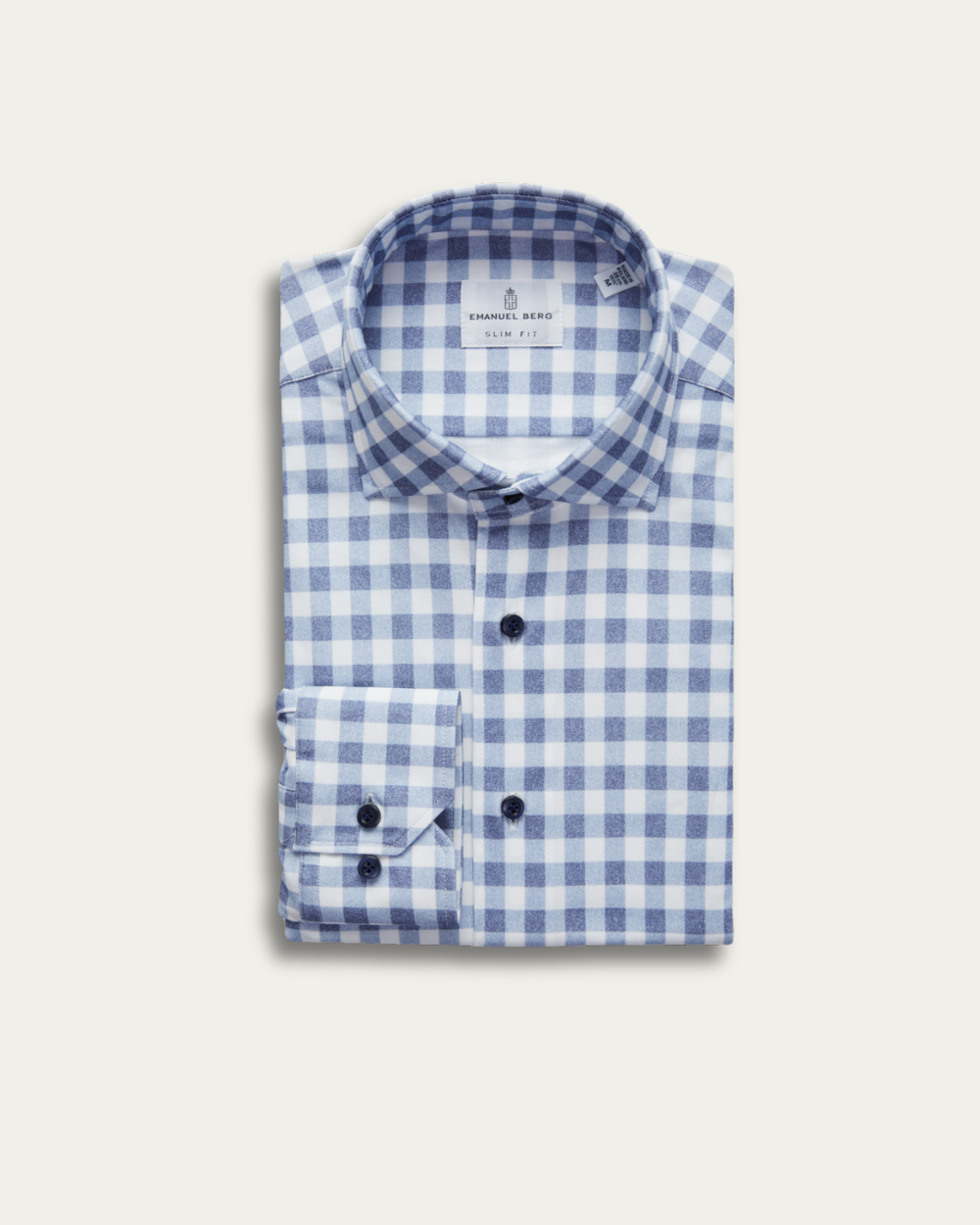 Blue Checked 4Flex Cotton Shirt | Emanuel Berg