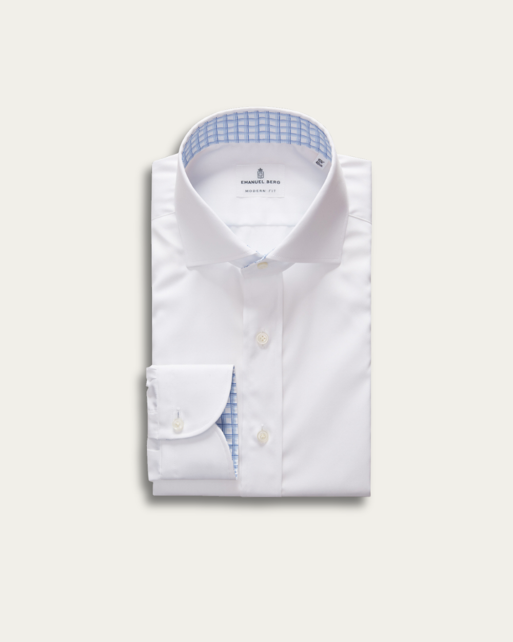 White Shirt with Check Contrast Details | Emanuel Berg
