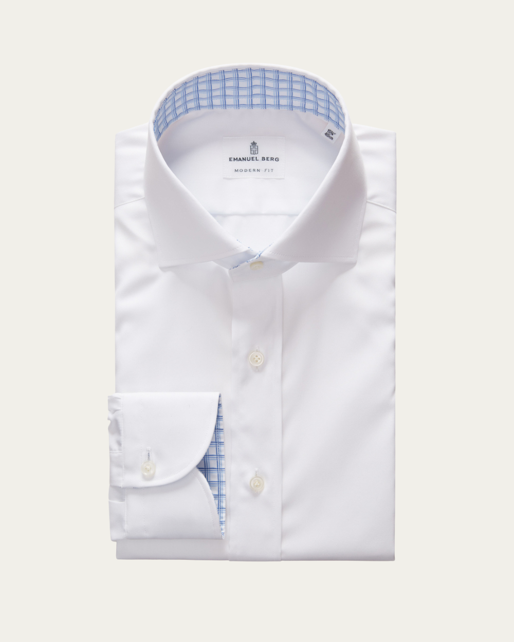 Emanuel Berg | White Shirt with Check Contrast Details