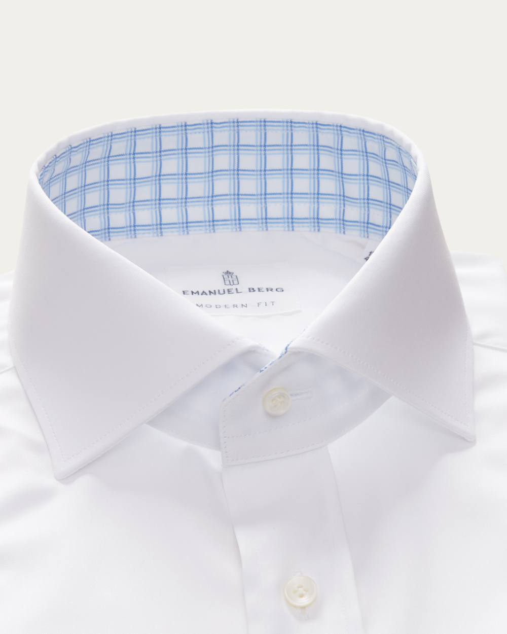Emanuel Berg | White Shirt with Check Contrast Details