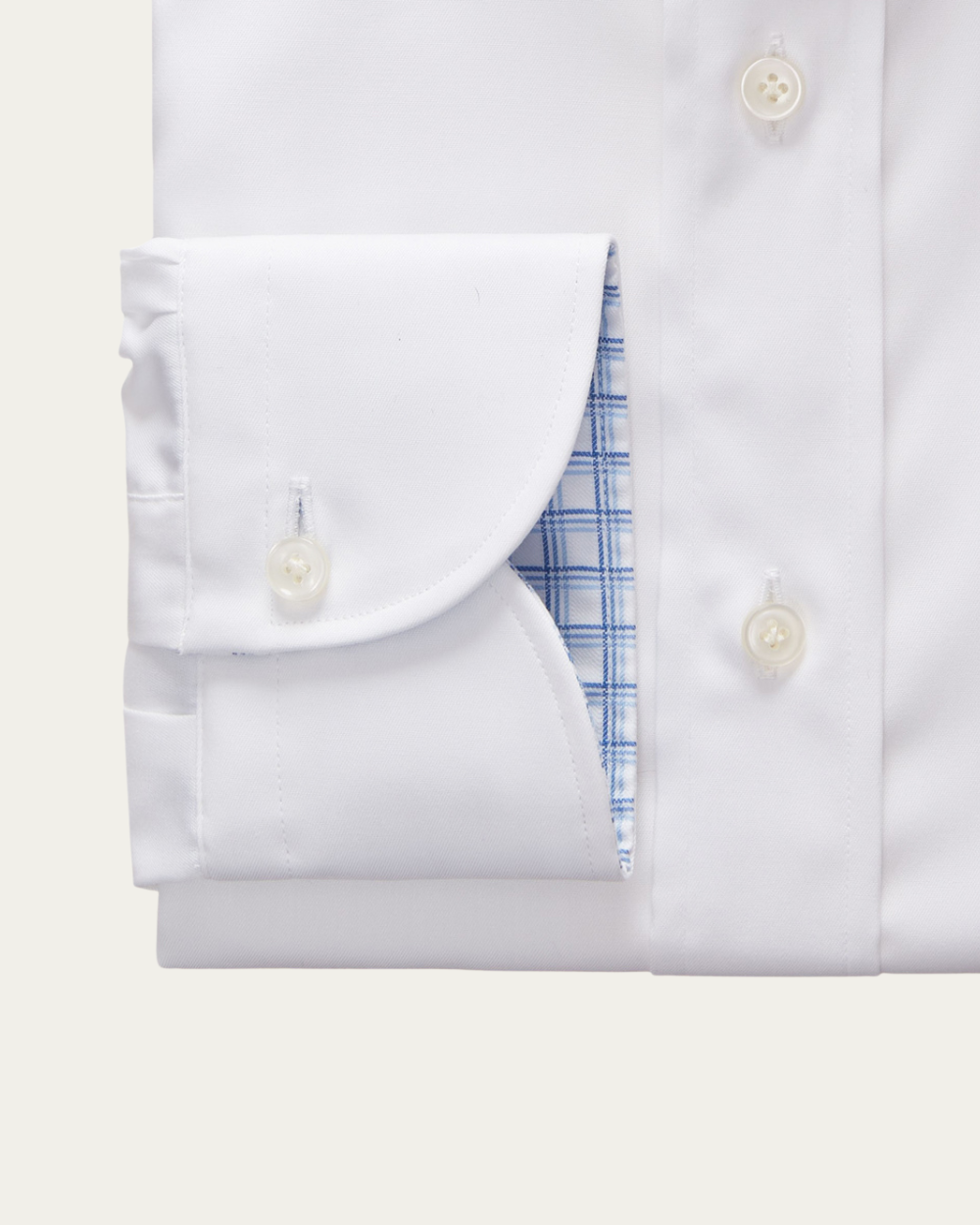 Emanuel Berg | White Shirt with Check Contrast Details