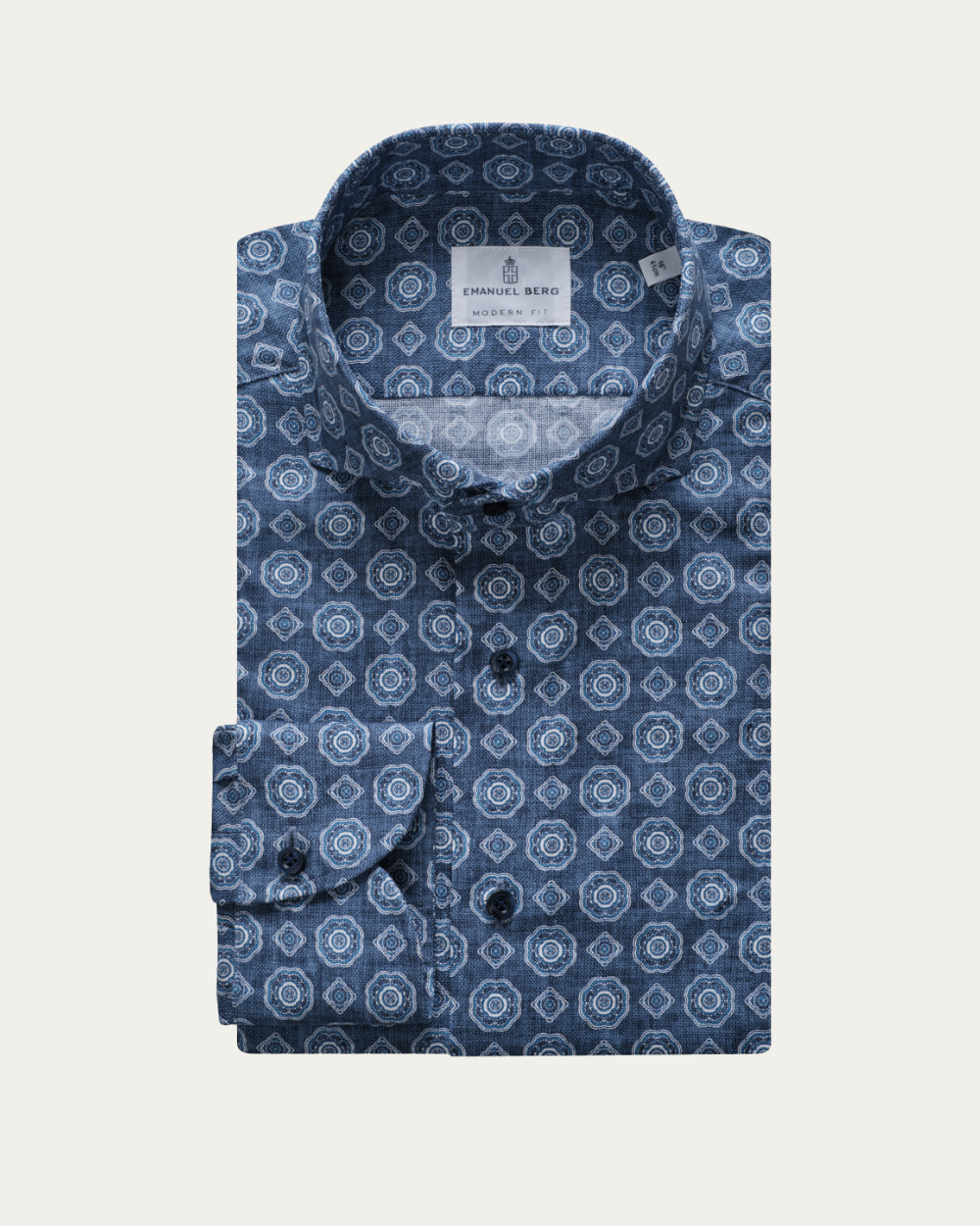 Emanuel Berg | Geometric Pattern Dobby Shirt
