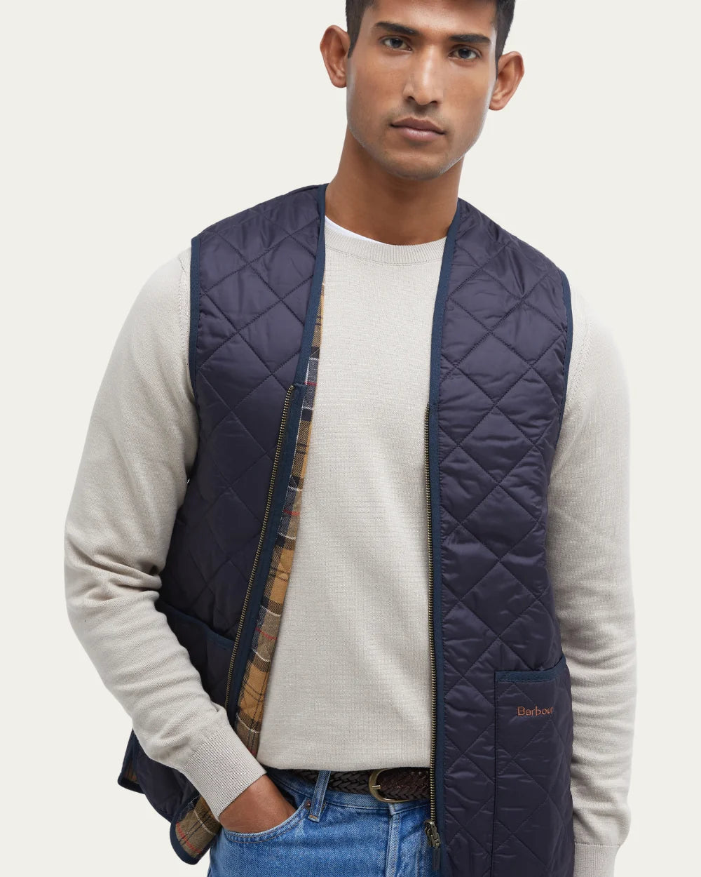 Quilted Waistcoat Zip-in Liner Navy Vest | Barbour