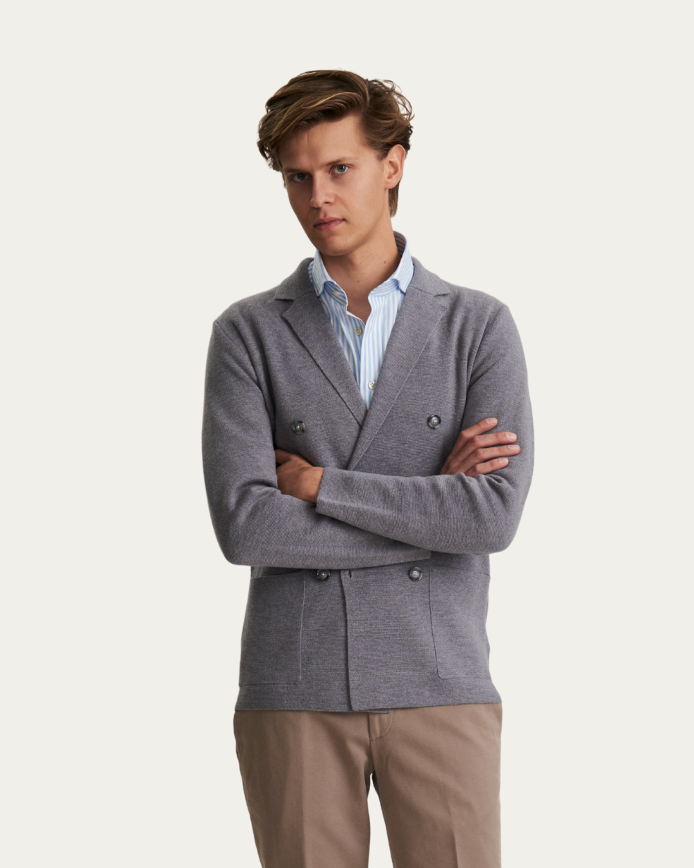 Szary dwurzędowy sweter | Ferrante