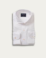White Cotton Linen Harvard Shirt