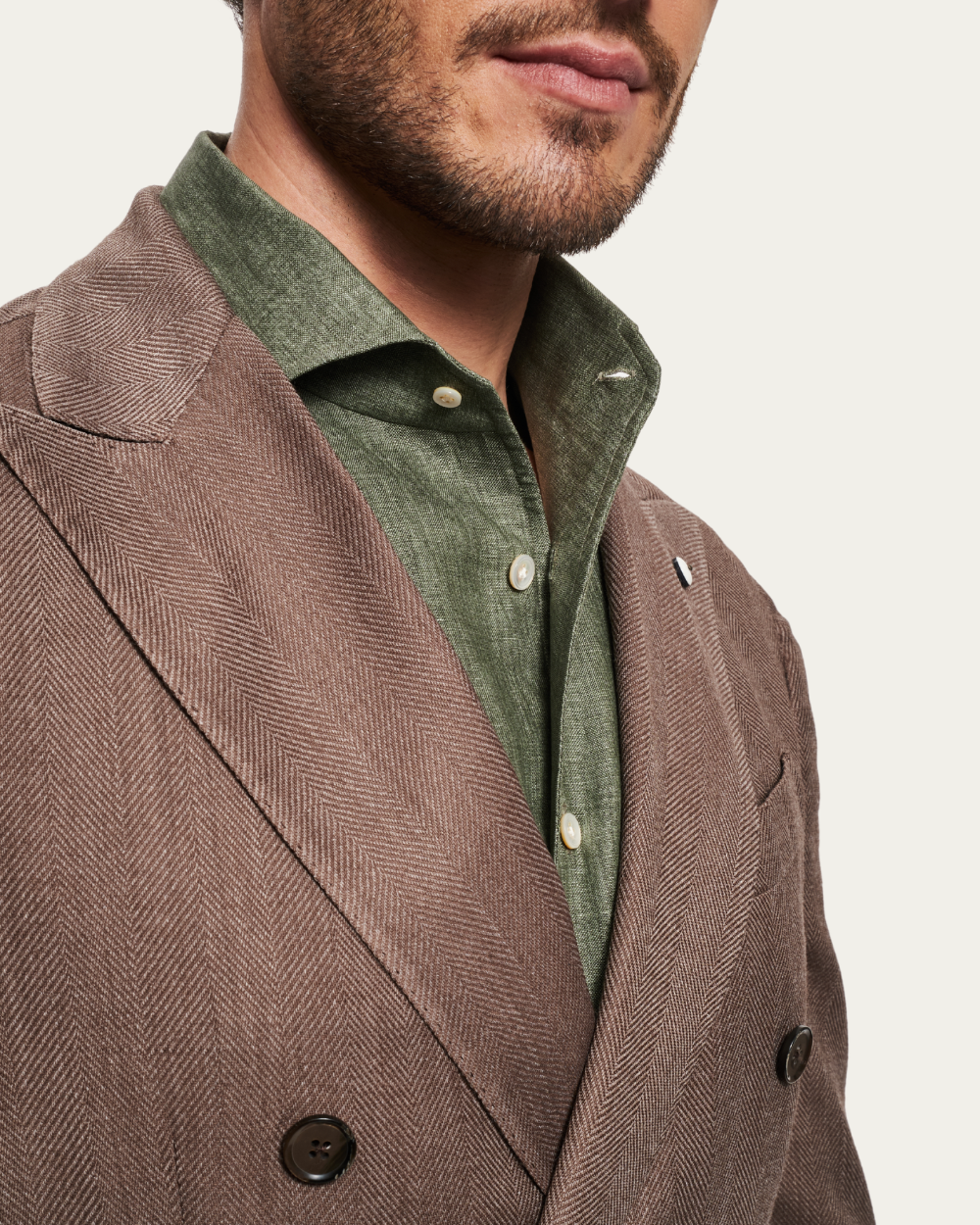 Brązowa, dwurzędowa marynarka w jodełkę | L.B.M 1911