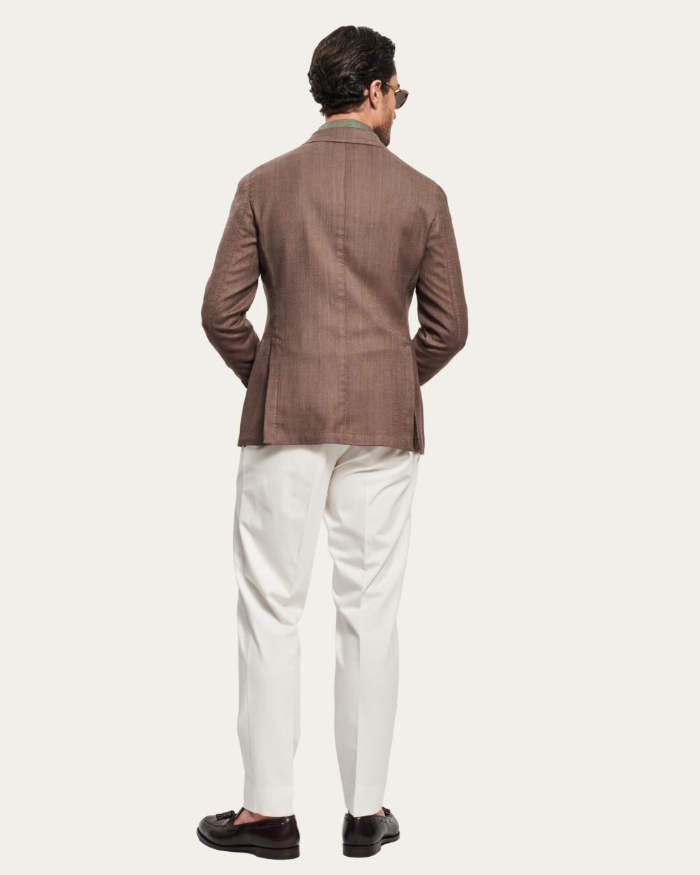 Brązowa, dwurzędowa marynarka w jodełkę | L.B.M 1911