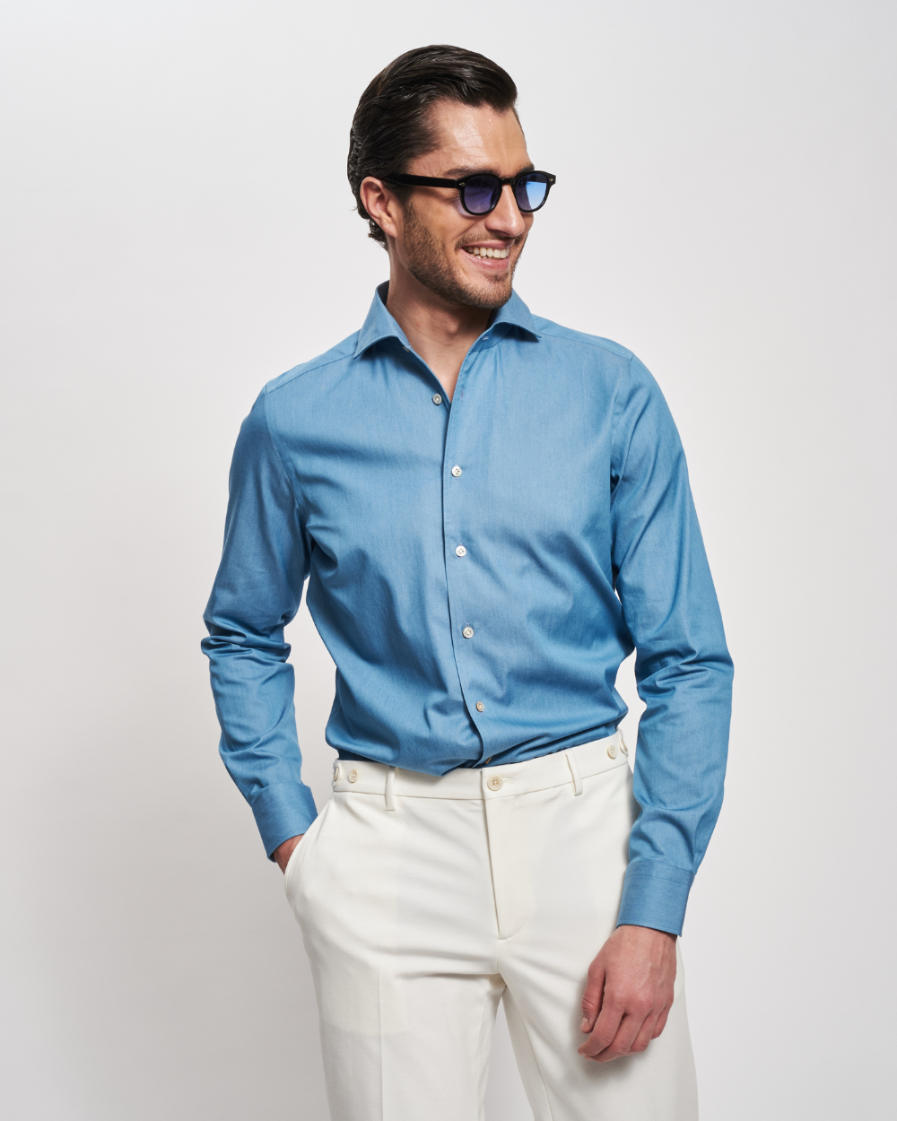 Blue Cotton Fontalina Denim Shirt | BERG’S