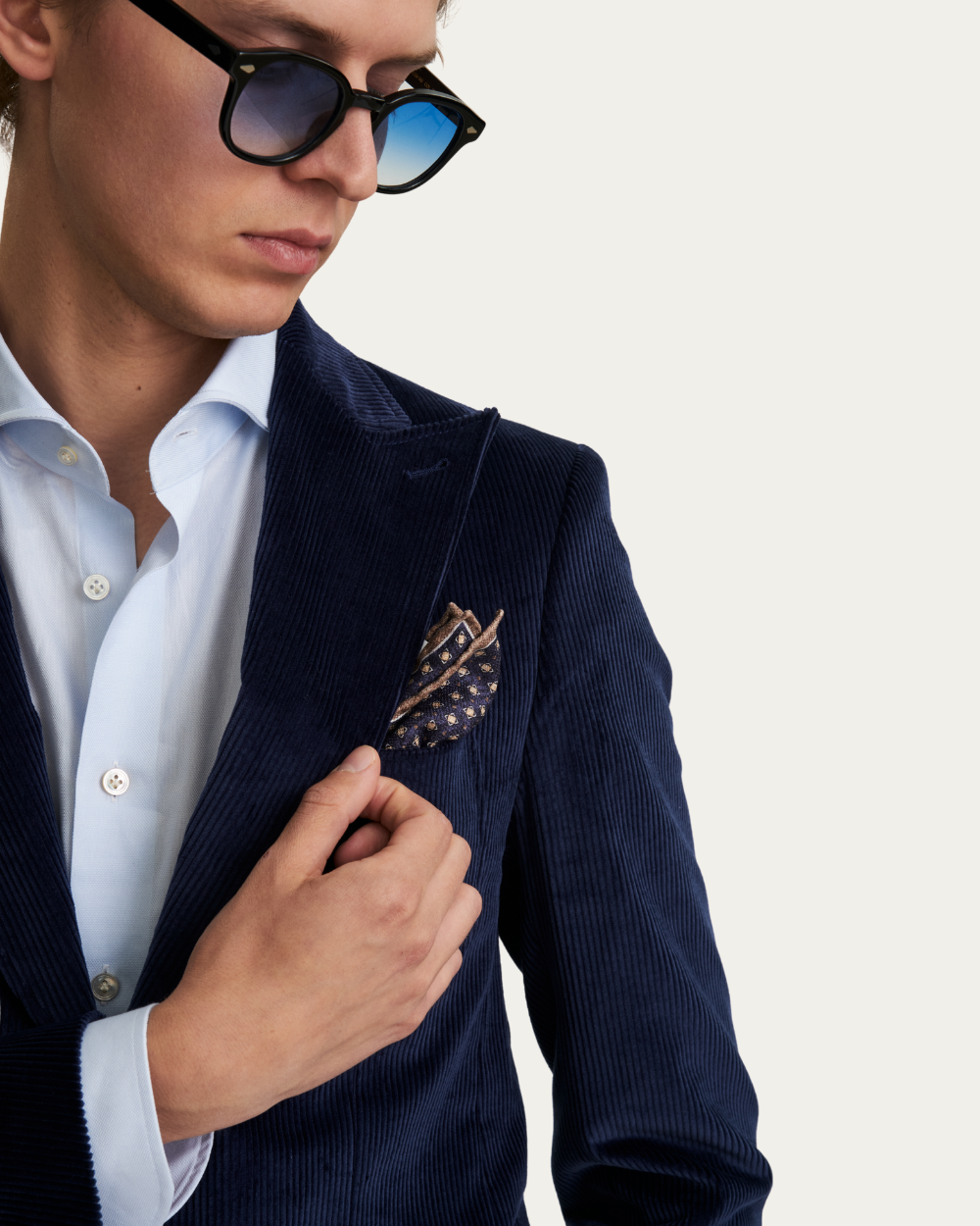 Marynarka jednorzędowa z granatowego sztruksu | BERG’S