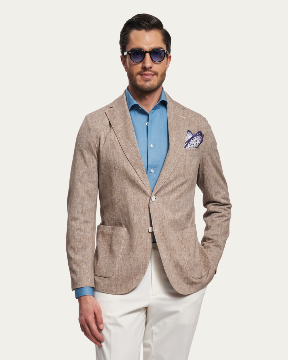 Marynarka jednorzędowa z mieszanki lnu w melanż | CIRCOLO 1901