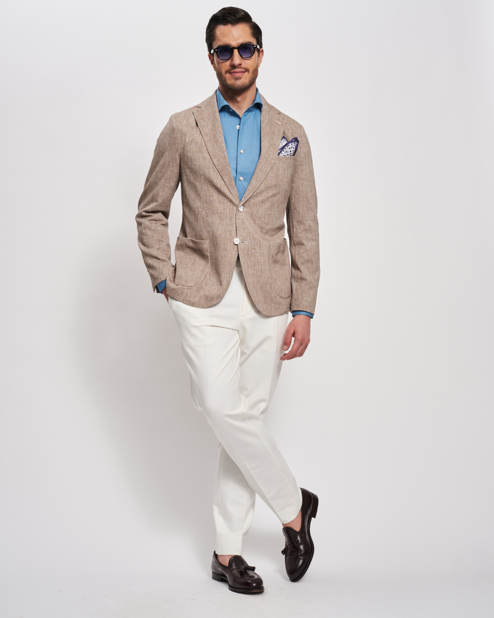 Marynarka jednorzędowa z mieszanki lnu w melanż | CIRCOLO 1901