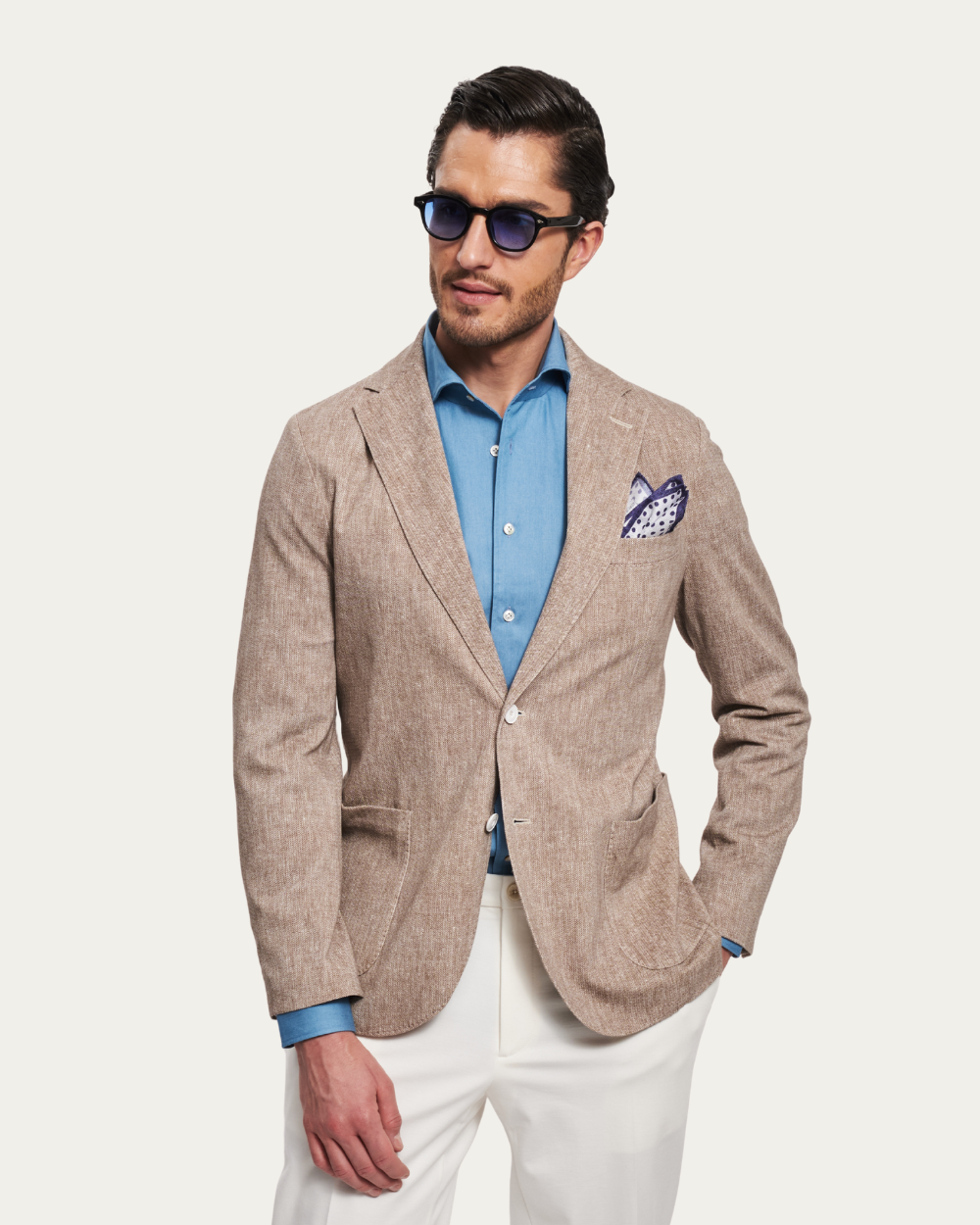 Marynarka jednorzędowa z mieszanki lnu w melanż | CIRCOLO 1901