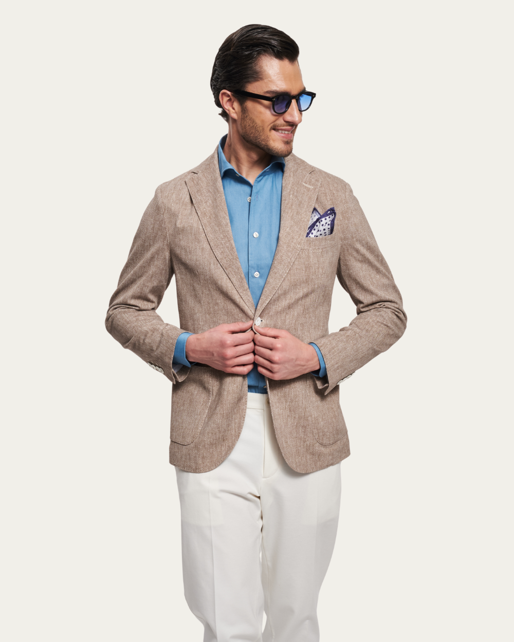 Marynarka jednorzędowa z mieszanki lnu w melanż | CIRCOLO 1901