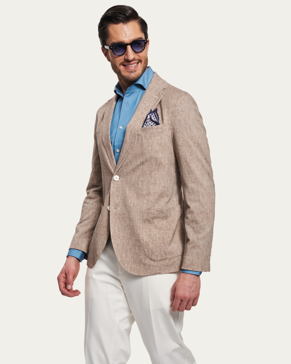 Marynarka jednorzędowa z mieszanki lnu w melanż | CIRCOLO 1901