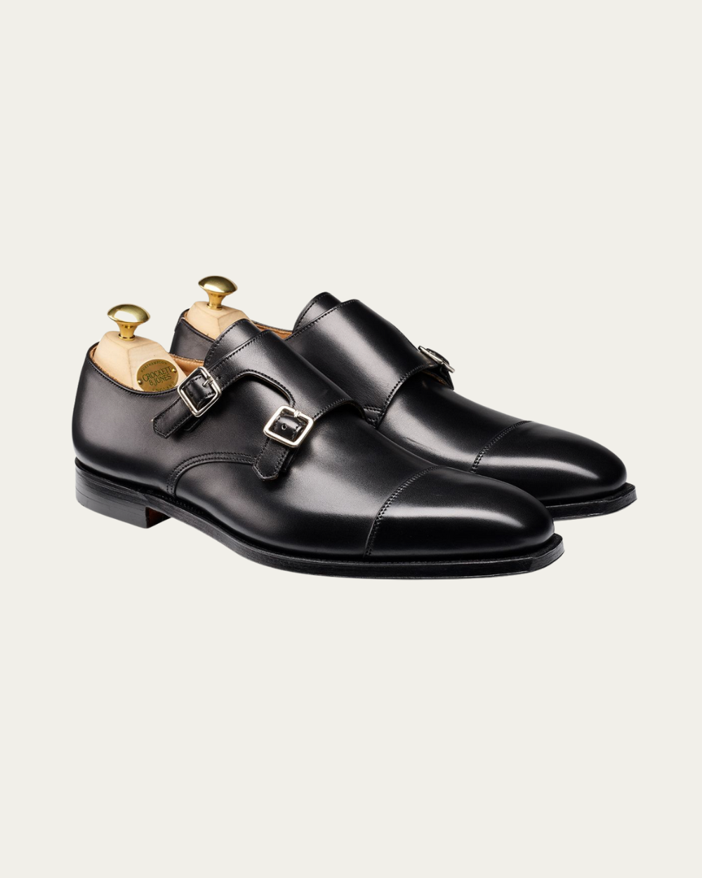 Crockett & Jones - Black Calf Lowndes Double Buckle Monk Shoes