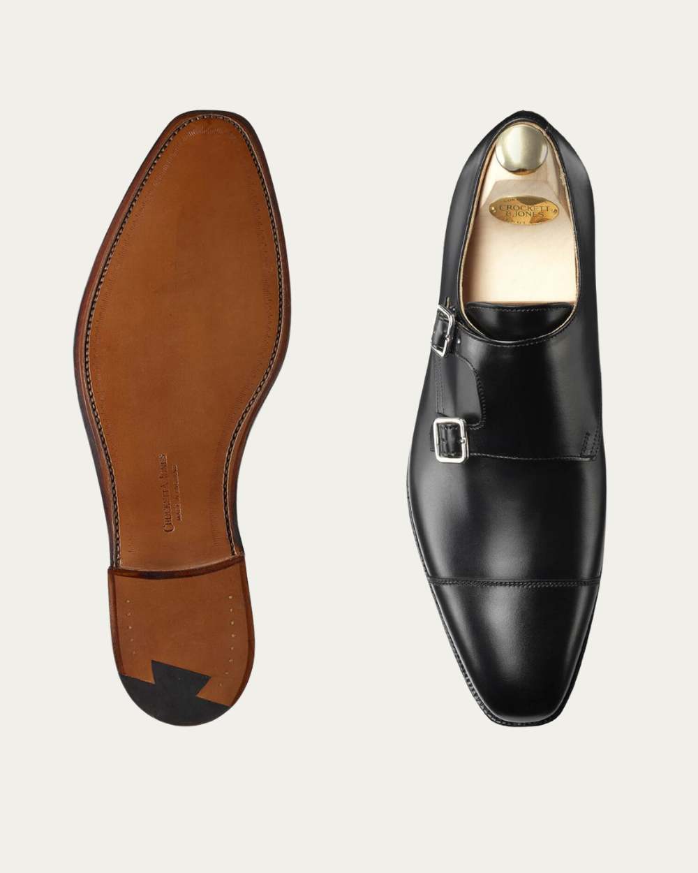 Crockett & Jones - Black Calf Lowndes Double Buckle Monk Shoes