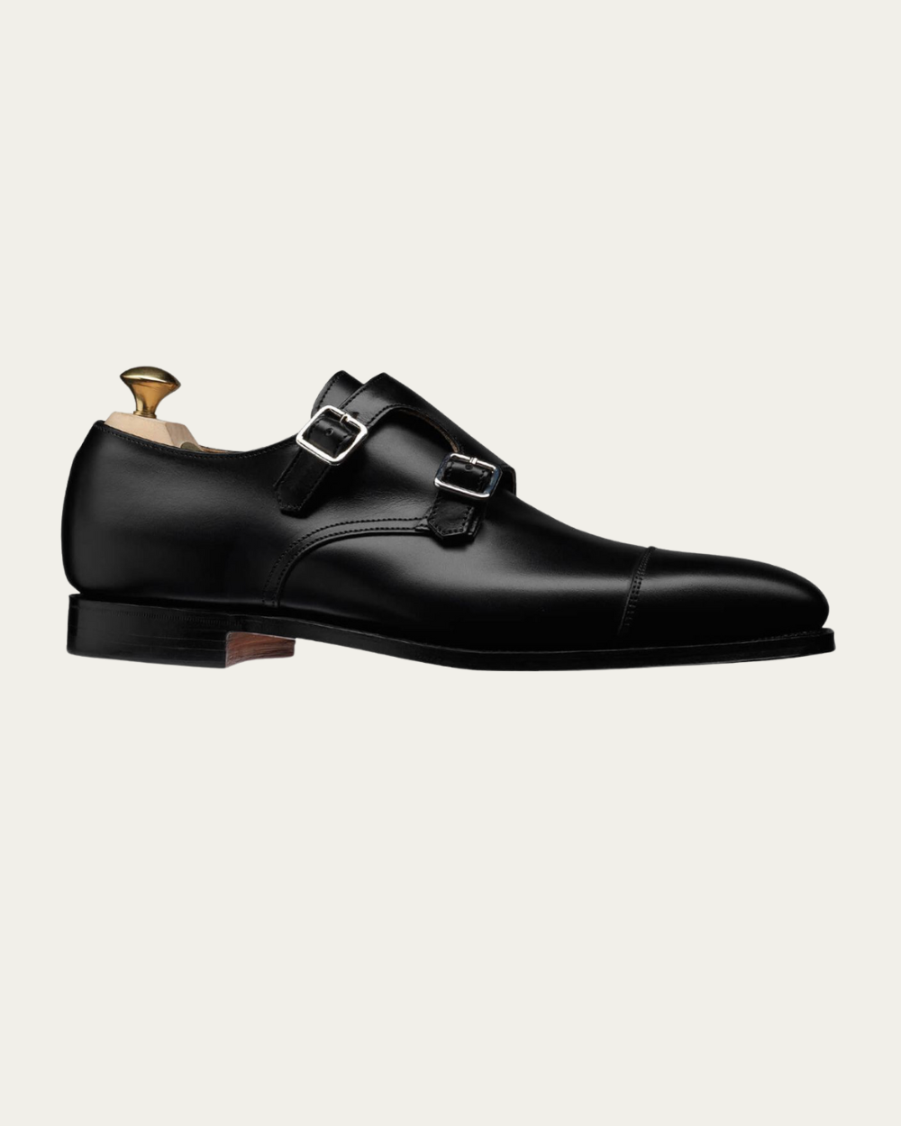 Crockett & Jones - Black Calf Lowndes Double Buckle Monk Shoes
