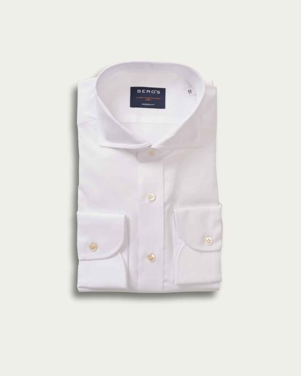 White Cotton Linen Harvard Shirt | BERG’S