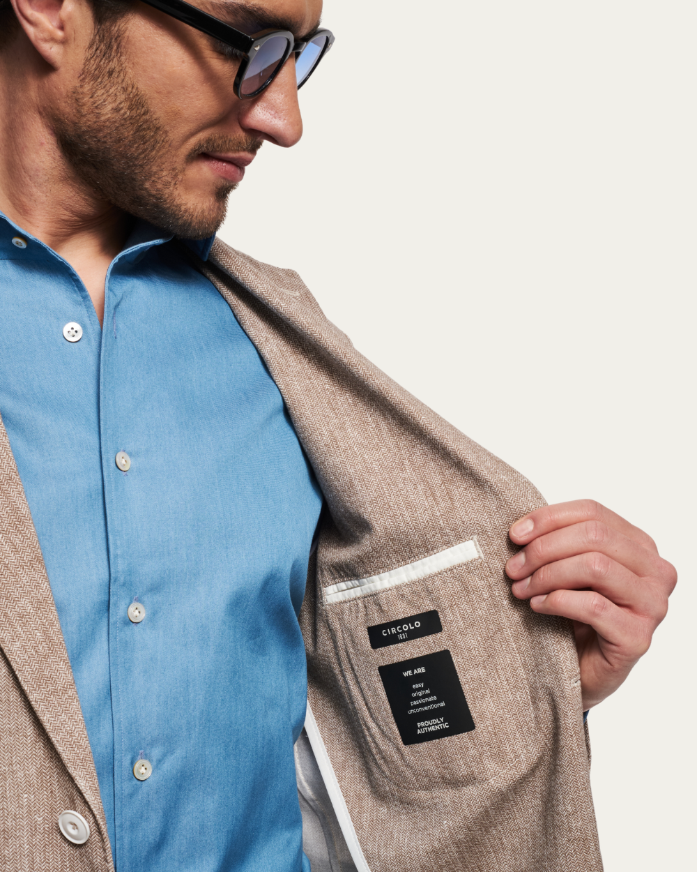 Marynarka jednorzędowa z mieszanki lnu w melanż | CIRCOLO 1901
