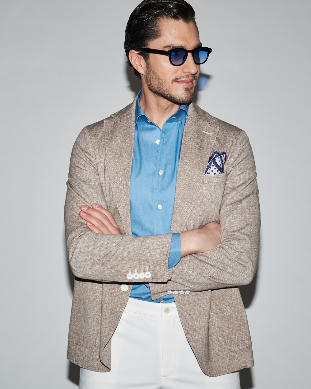 Marynarka jednorzędowa z mieszanki lnu w melanż | CIRCOLO 1901