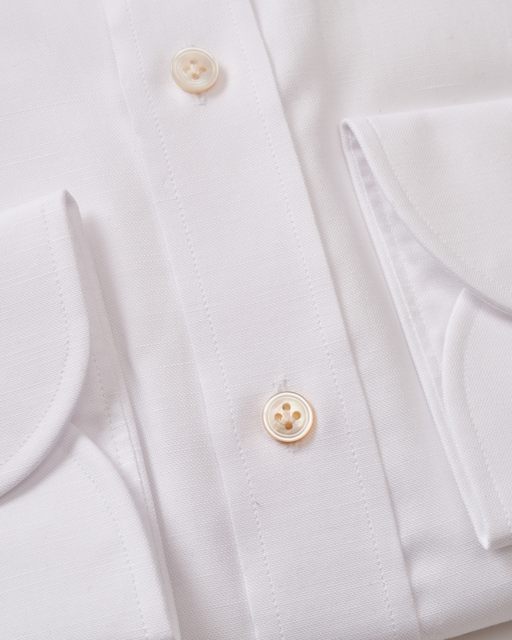 White Cotton Linen Harvard Shirt | BERG’S