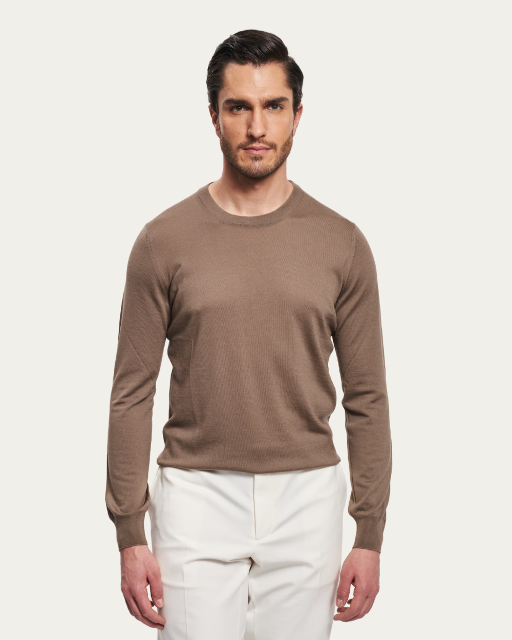 Jasnobrązowy sweter z dziewiczej wełny | BERG’S