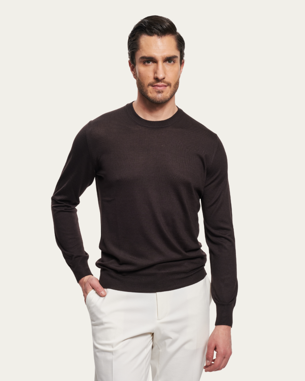 Brązowy sweter z kaszmiru i jedwabiu | BERG’S