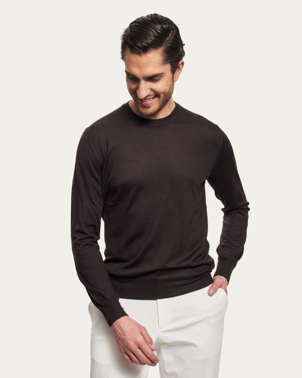 Brązowy sweter z kaszmiru i jedwabiu | BERG’S