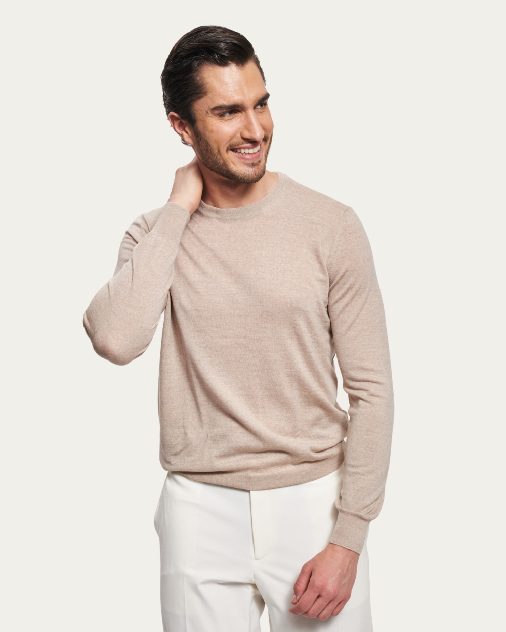 Sweter z wełny dziewiczej w kolorze taupe | BERG’S