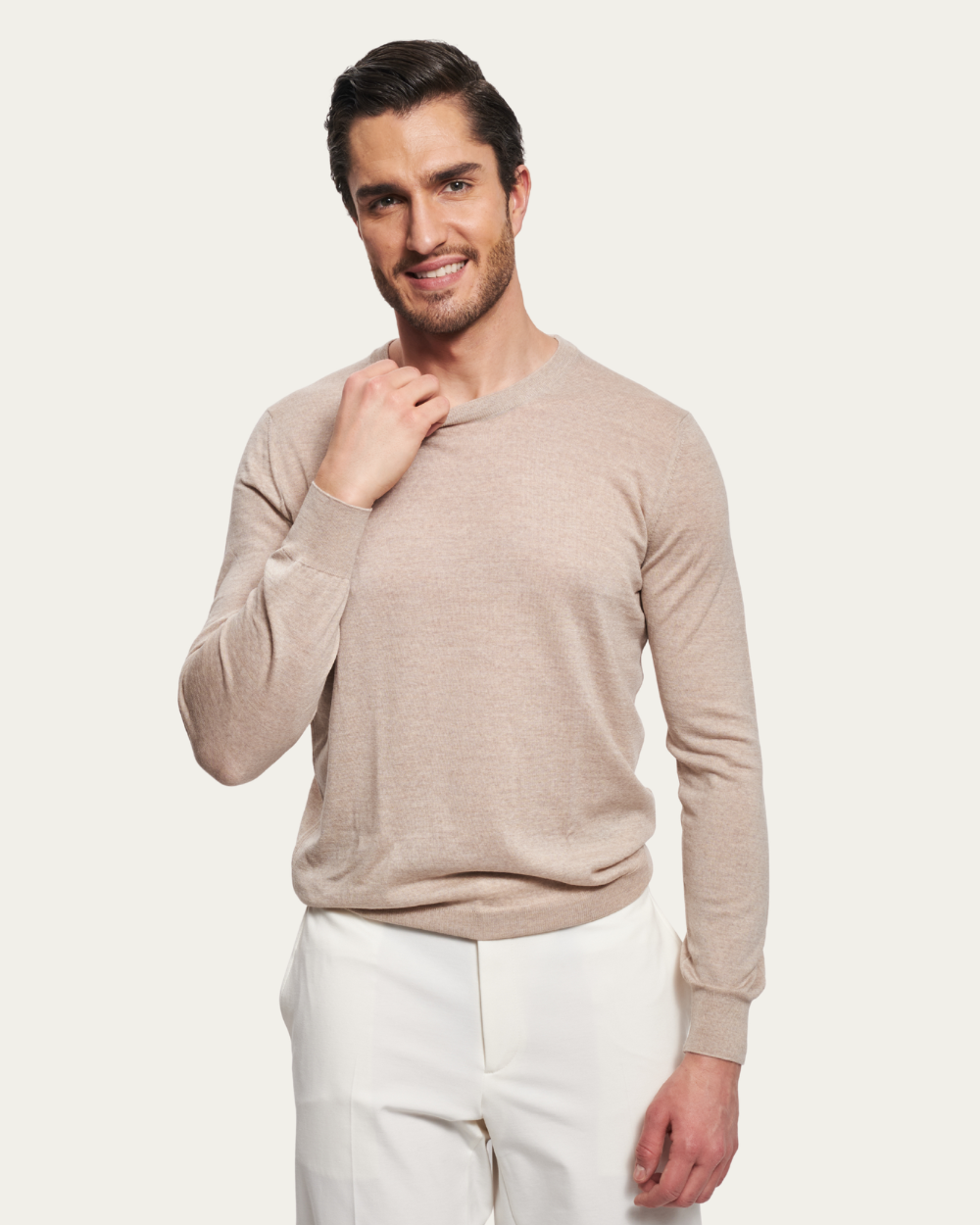 Sweter z wełny dziewiczej w kolorze taupe | BERG’S