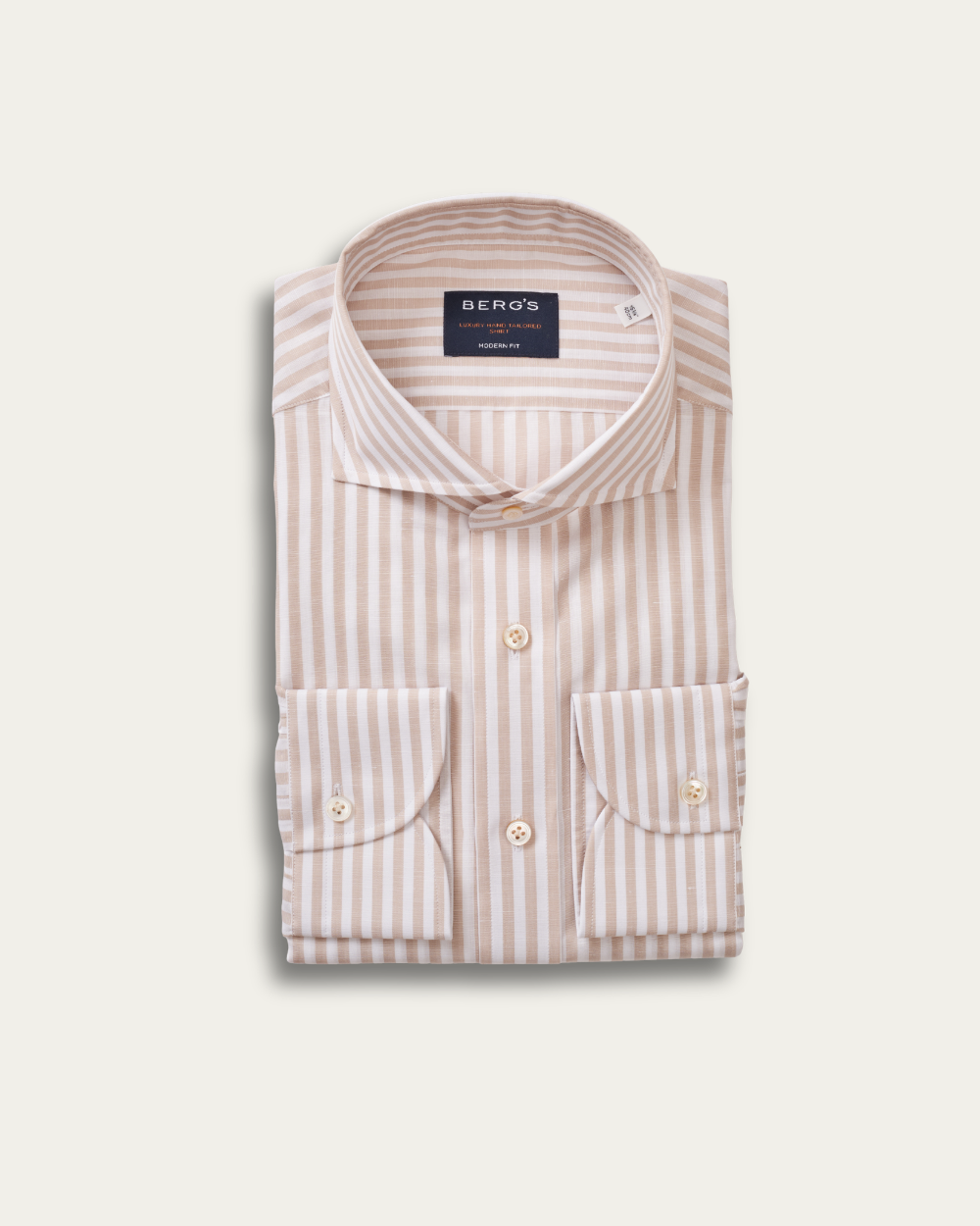 Beige Striped Cotton Linen Shirt | BERG’S