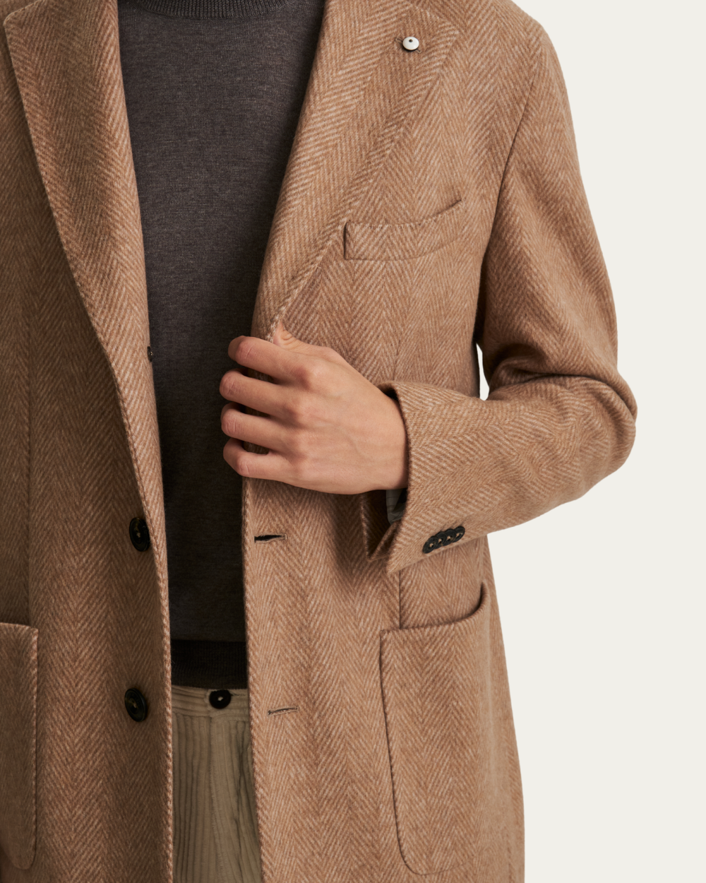 Camel Herringbone Overcoat | L.B.M 1911