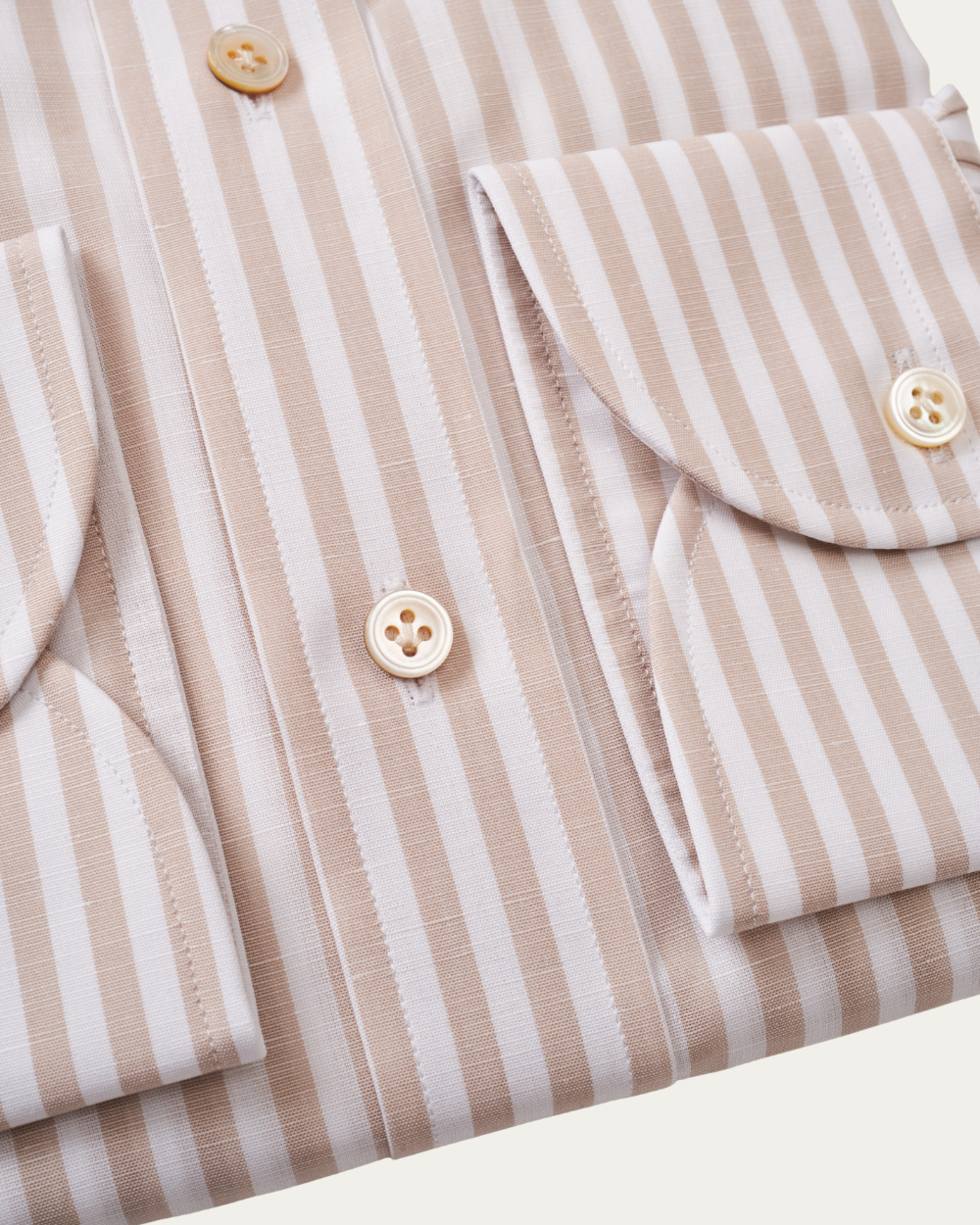 Beige Striped Cotton Linen Shirt | BERG’S