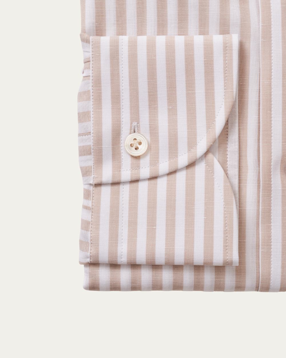 Beige Striped Cotton Linen Shirt | BERG’S