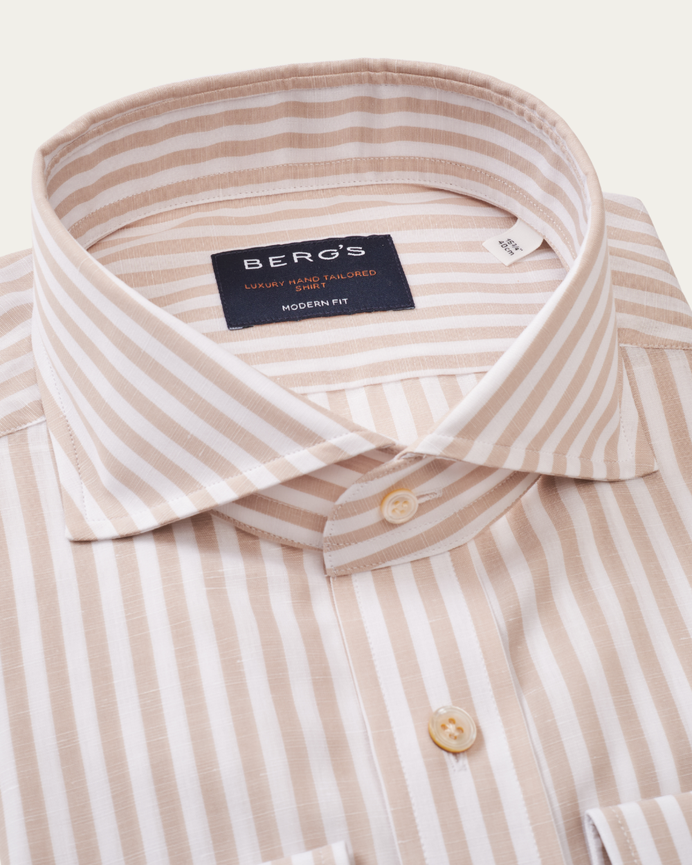 Beige Striped Cotton Linen Shirt | BERG’S