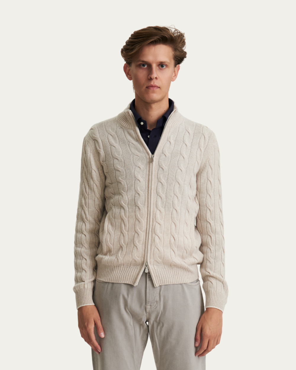 Sand Cashmere Cable-knit Sweater | BERG'S