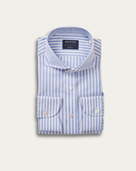Blue Striped Cotton Linen Shirt