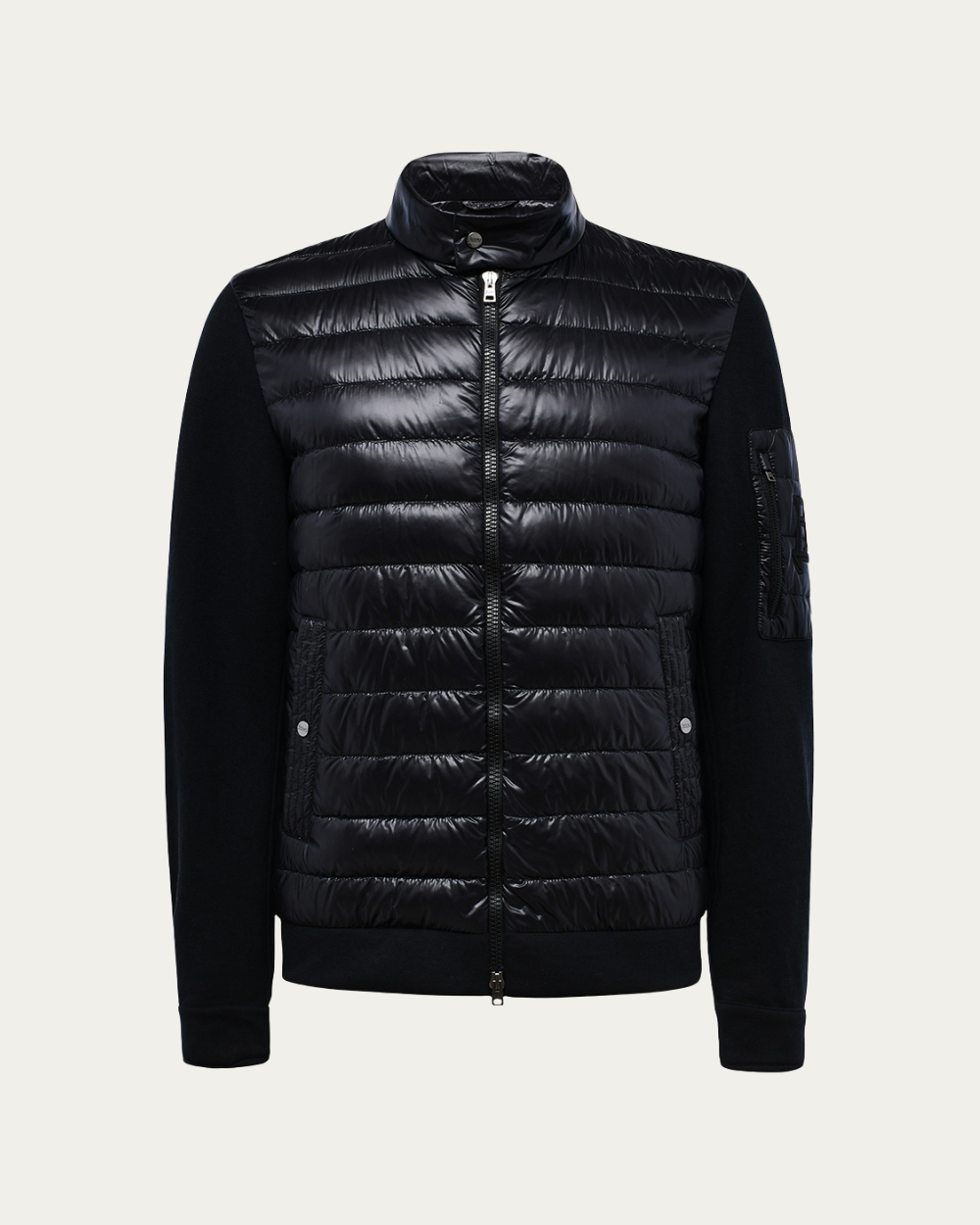 HERNO - Black Padded-Panel Zipped Jacket