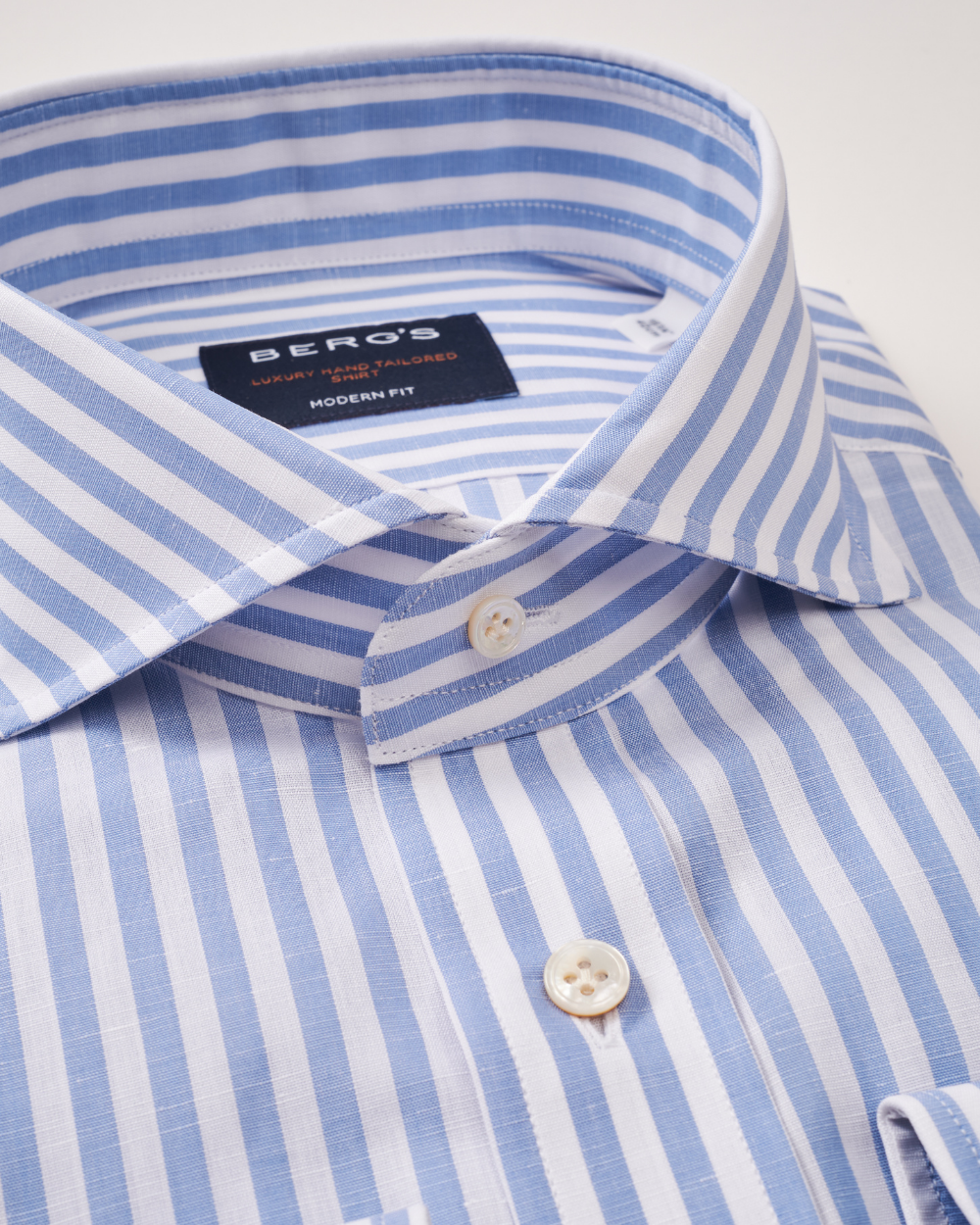 Blue Striped Cotton Linen Shirt | BERG’S