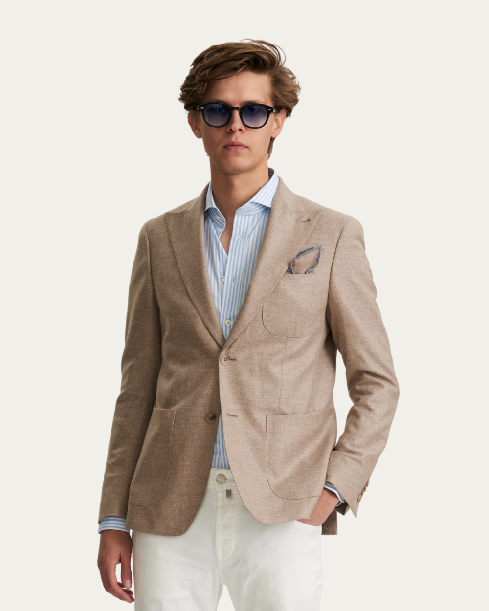 Beżowa marynarka z wełny i kaszmiru od Loro Piana® | BERG’S