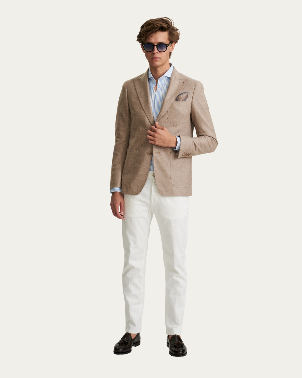 Beżowa marynarka z wełny i kaszmiru od Loro Piana® | BERG’S