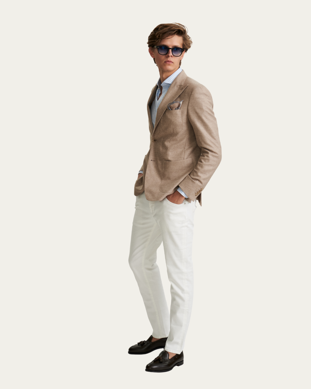 Beżowa marynarka z wełny i kaszmiru od Loro Piana® | BERG’S