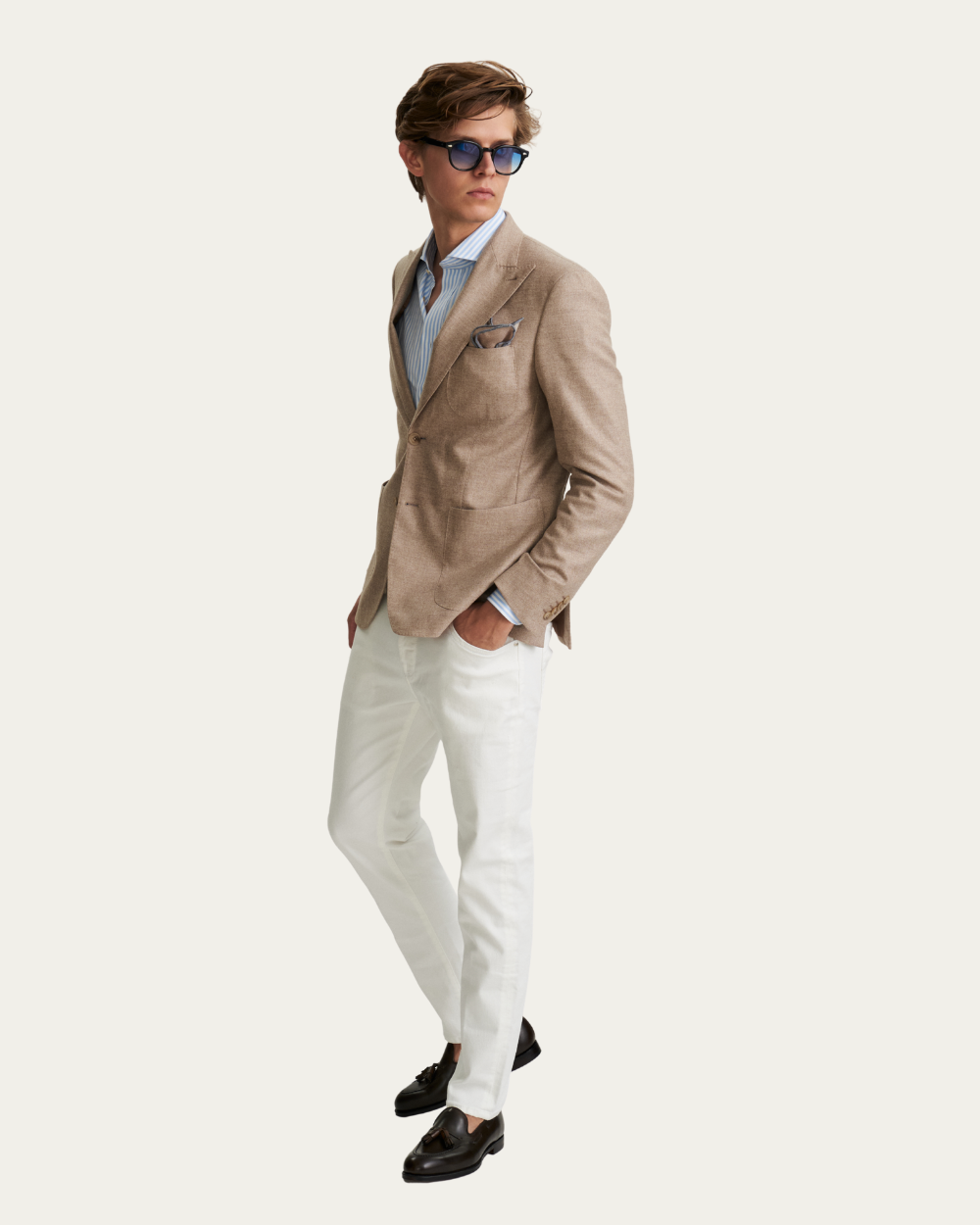 Beżowa marynarka z wełny i kaszmiru od Loro Piana® | BERG’S